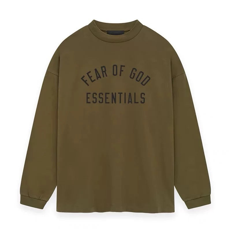AMBERELLE Arched Logo Oversized Long Sleeve Tee in dark taupe