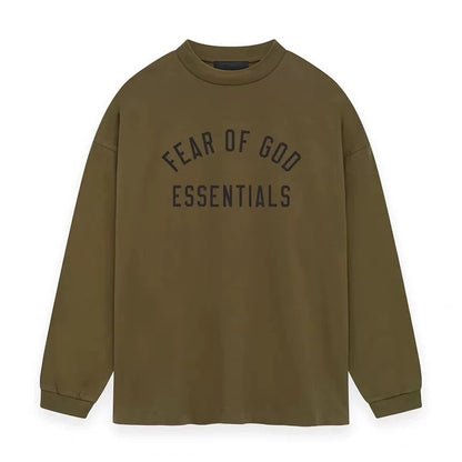 AMBERELLE Arched Logo Oversized Long Sleeve Tee in dark taupe