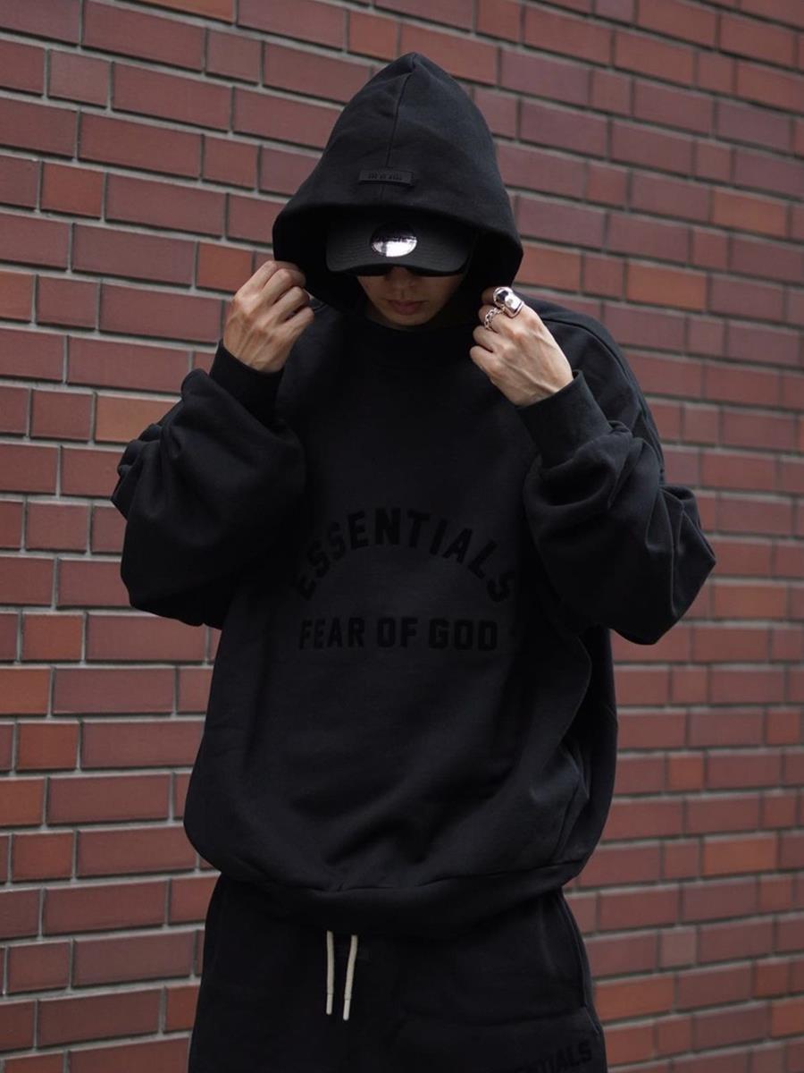 AMBERELLE Arched Logo Fleece Hoodie in beige
