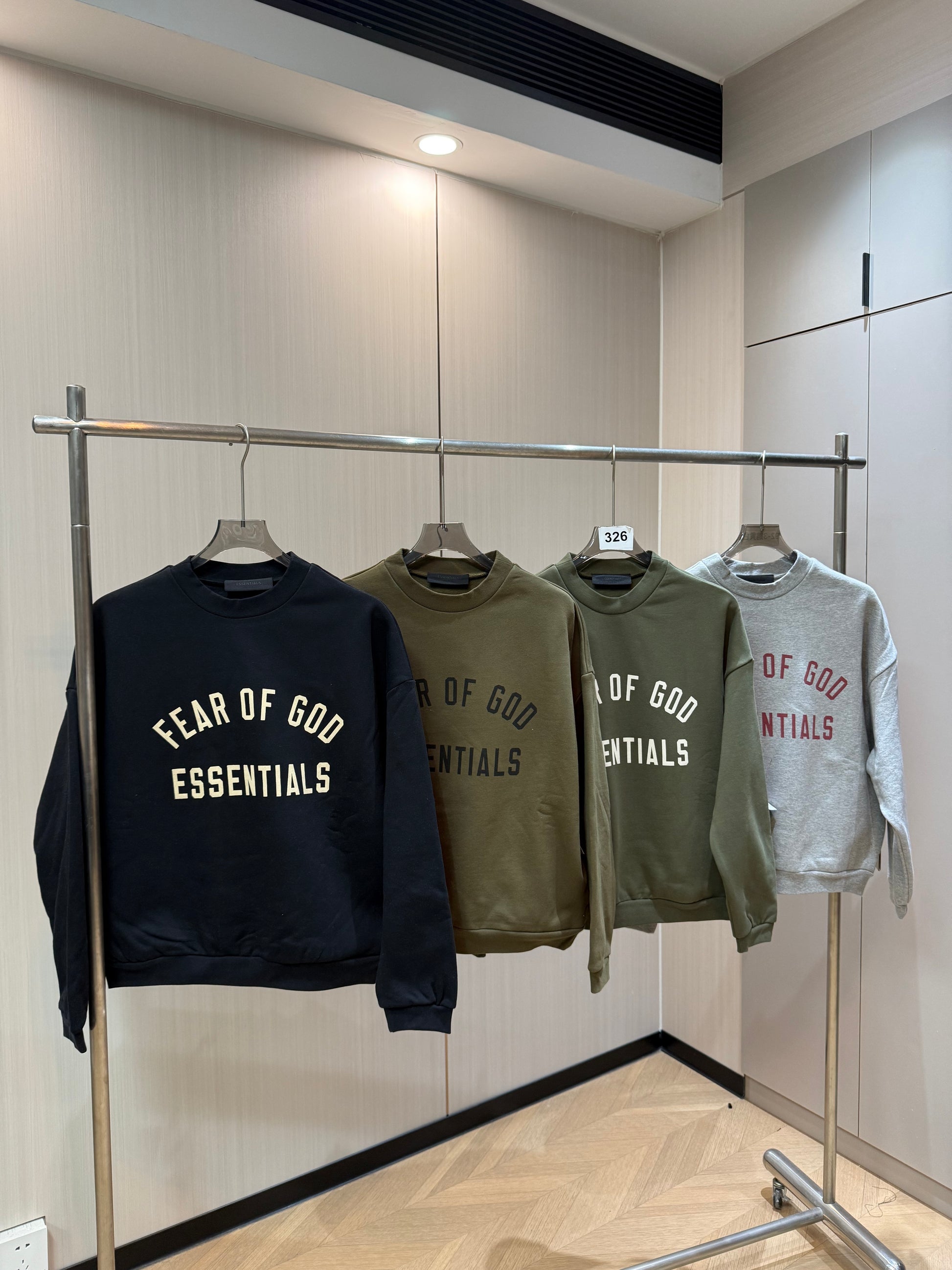 AMBERELLE Arc Letter Fleece Crewneck Sweatshirt in dark taupe