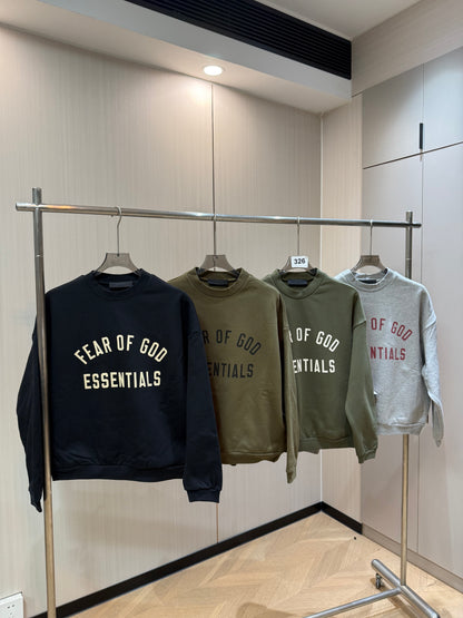 AMBERELLE Arc Letter Fleece Crewneck Sweatshirt in dark taupe