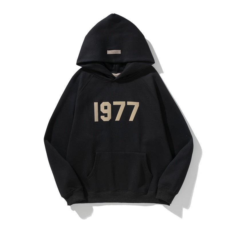 AMBERELLE 1977 Graphic Fleece Hoodie in beige