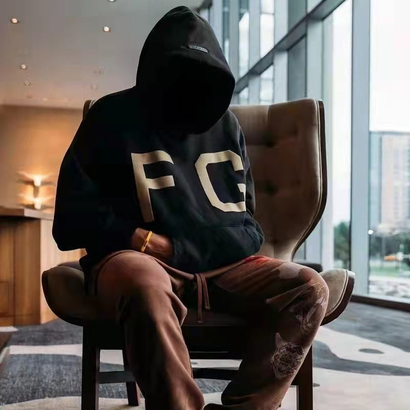 AMBERELLE Oversized Varsity Letter Fleece Hoodie in black