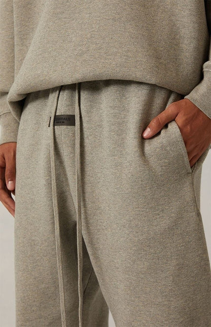 AMBERELLE Flocked Logo Tapered Joggers in light heather grey