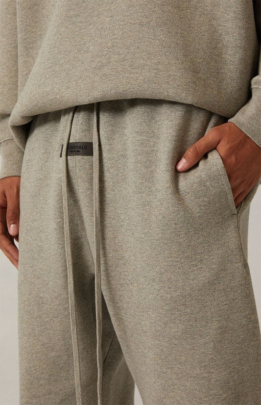 AMBERELLE Flocked Logo Tapered Joggers in light heather grey