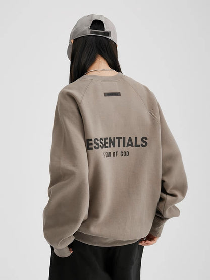 AMBERELLE Back Logo Raglan Crewneck Sweatshirt in beige