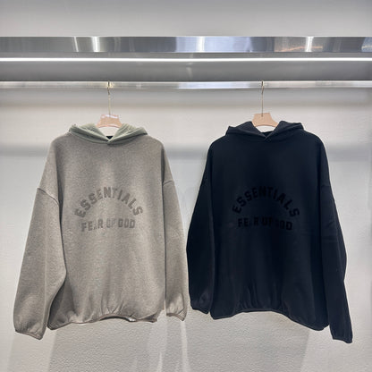 AMBERELLE 24FW Woven Hood Panel Fleece Hoodie in black