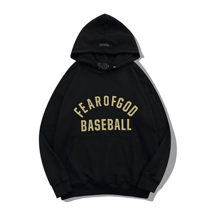 AMBERELLE Varsity Baseball Graphic Fleece Hoodie in black