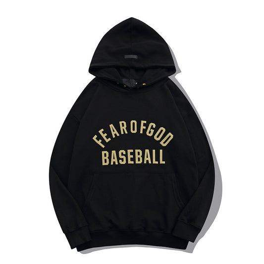 AMBERELLE Varsity Baseball Graphic Fleece Hoodie in black