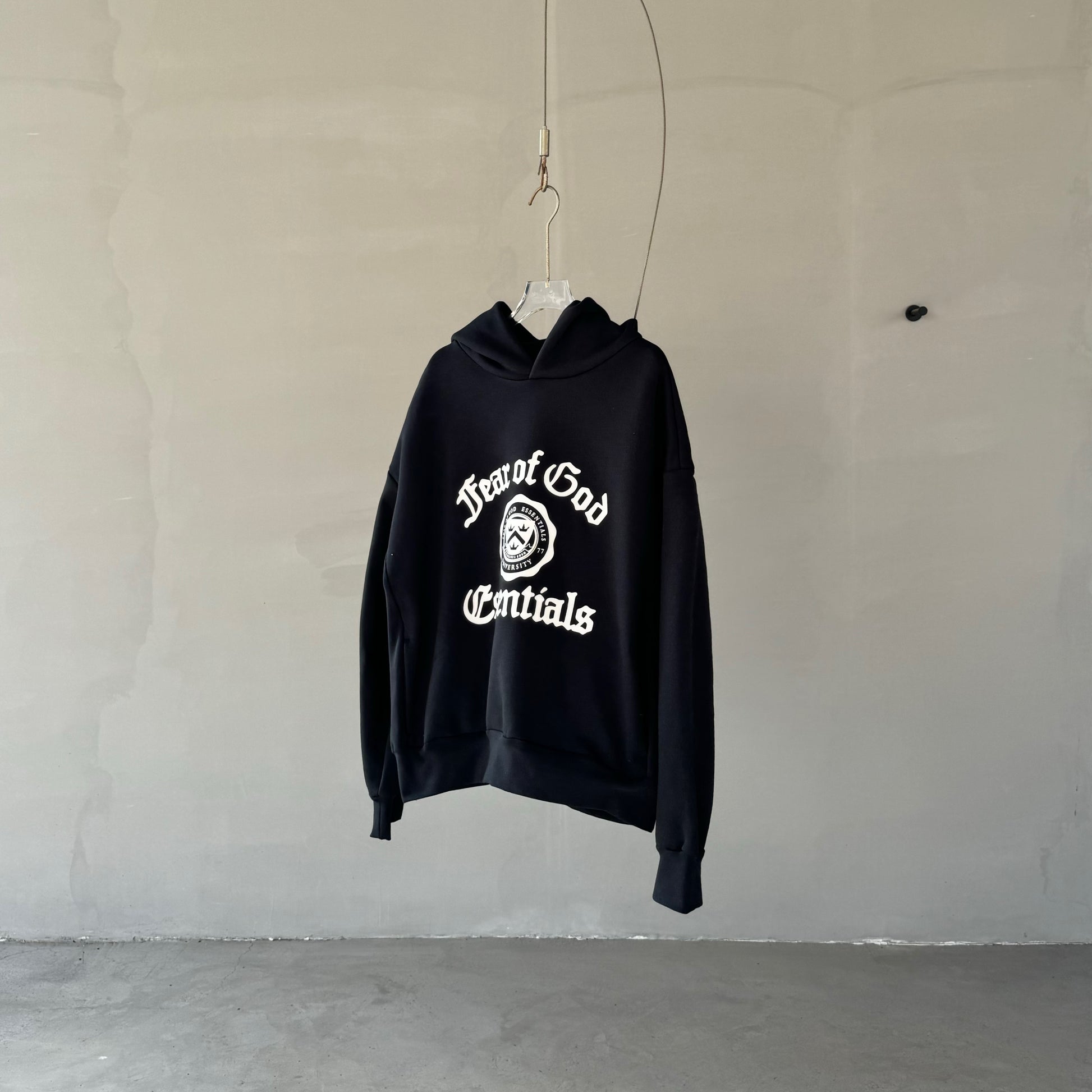 AMBERELLE 24FW Vintage Graphic Fleece Hoodie in light heather grey