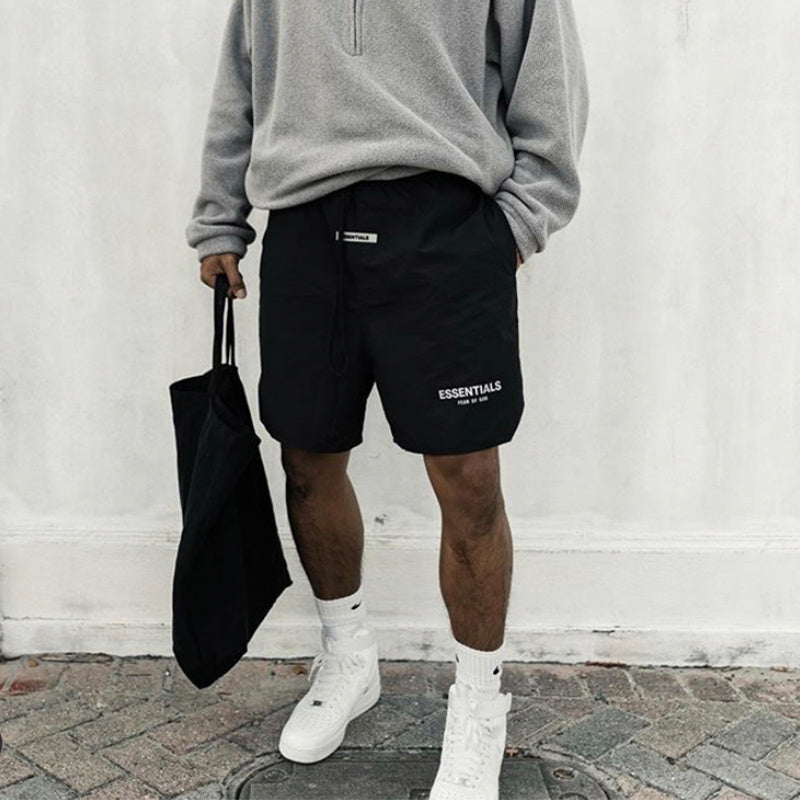 AMBERELLE Lightweight Logo Utility Shorts in beige