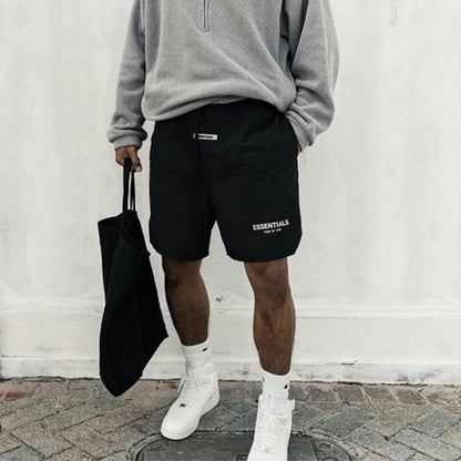 AMBERELLE Lightweight Logo Utility Shorts in beige