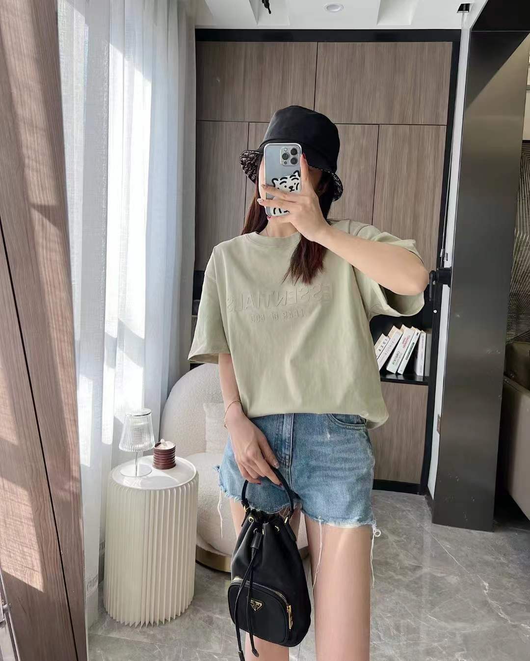 AMBERELLE Tonal Raised Logo Oversized T-Shirt in green