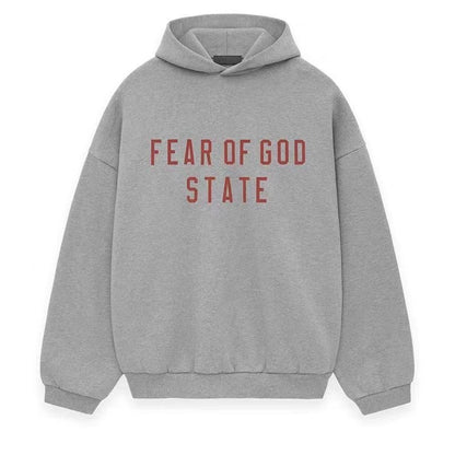 AMBERELLE FW24 State Graphic Fleece Hoodie in light heather grey