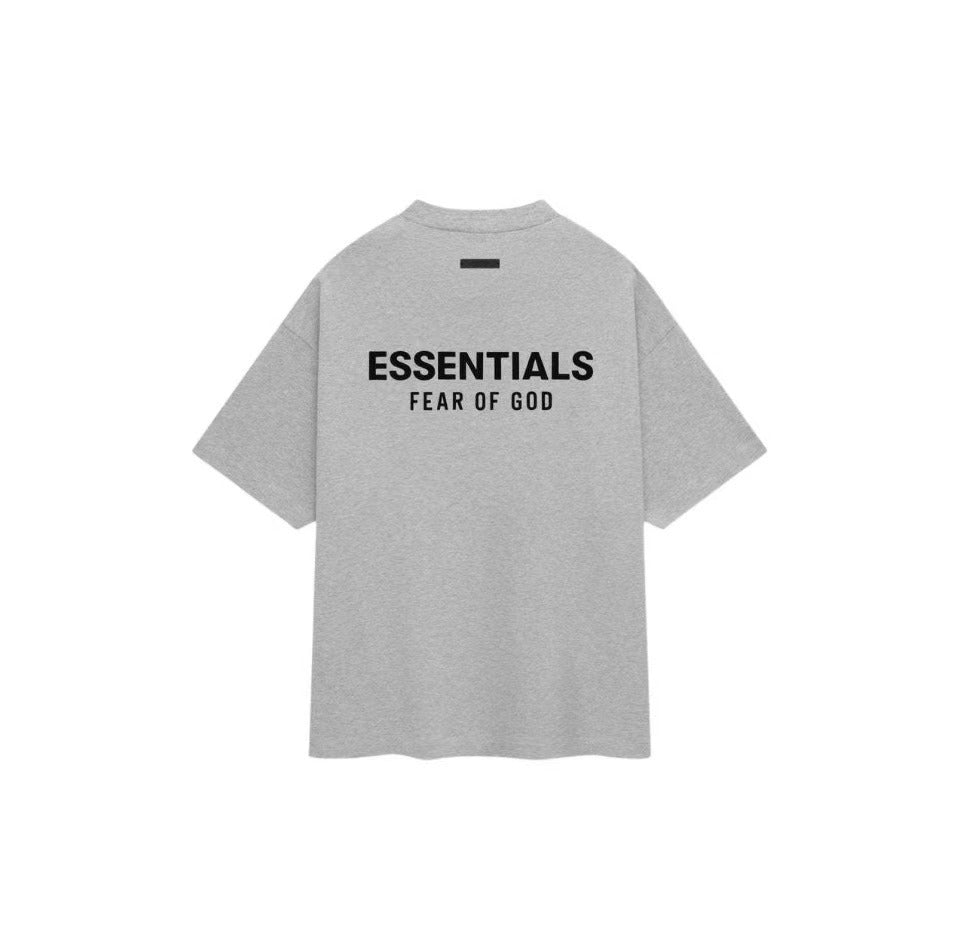 AMBERELLE Holiday Back Logo Short Sleeve Tee in light heather grey