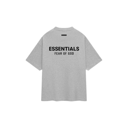 AMBERELLE Holiday Back Logo Short Sleeve Tee in light heather grey