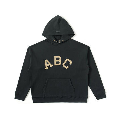 AMBERELLE Varsity Letter Graphic Hoodie in black