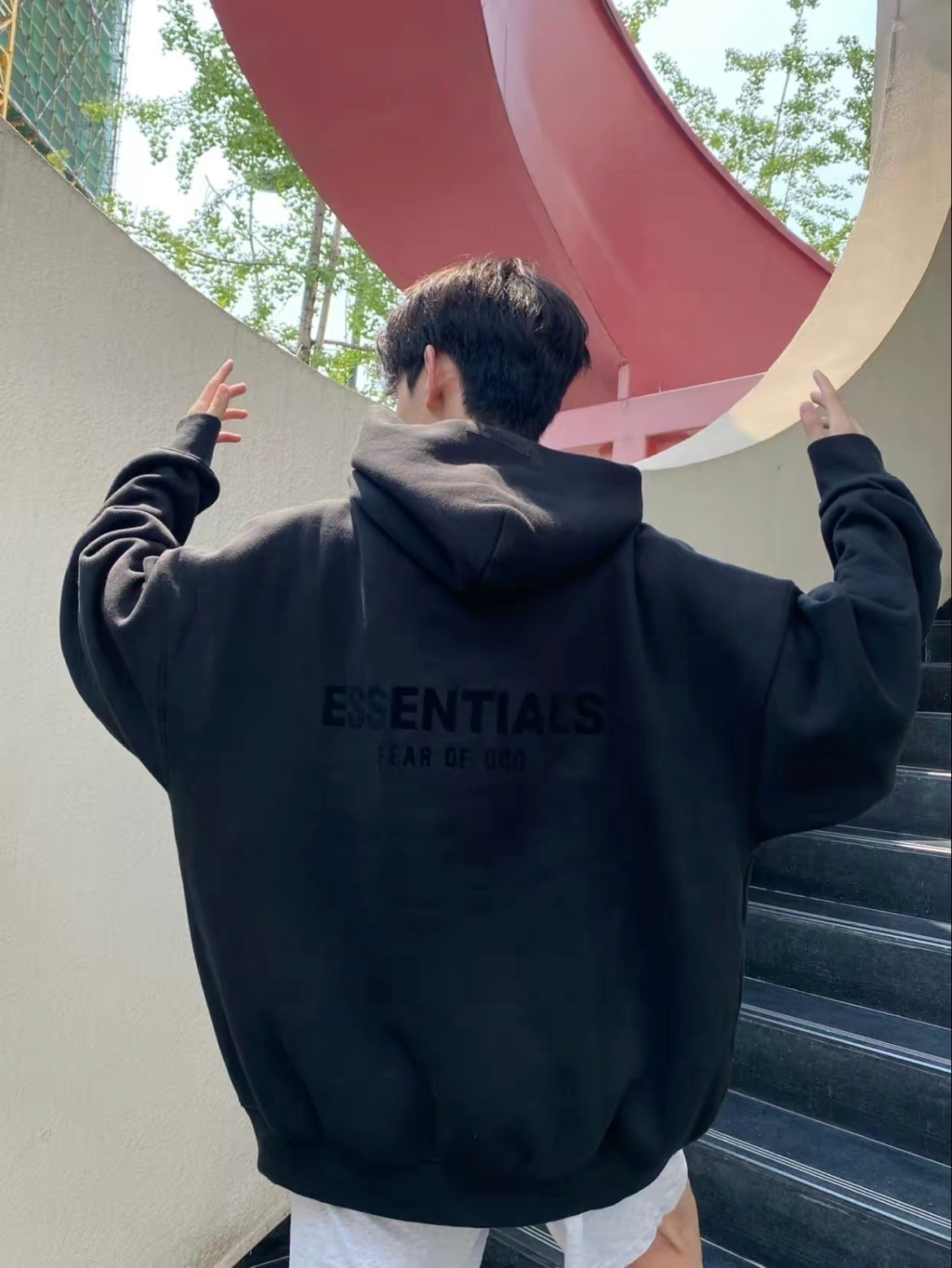 AMBERELLE Mini Flocked Logo Hoodie in black