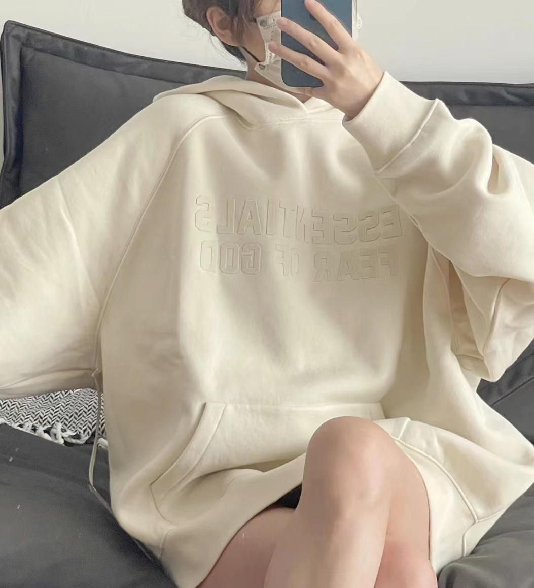 AMBERELLE Tonal Letter Fleece Hoodie in red