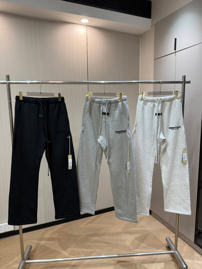 AMBERELLE Core Flocked Logo Straight Sweatpants in gray
