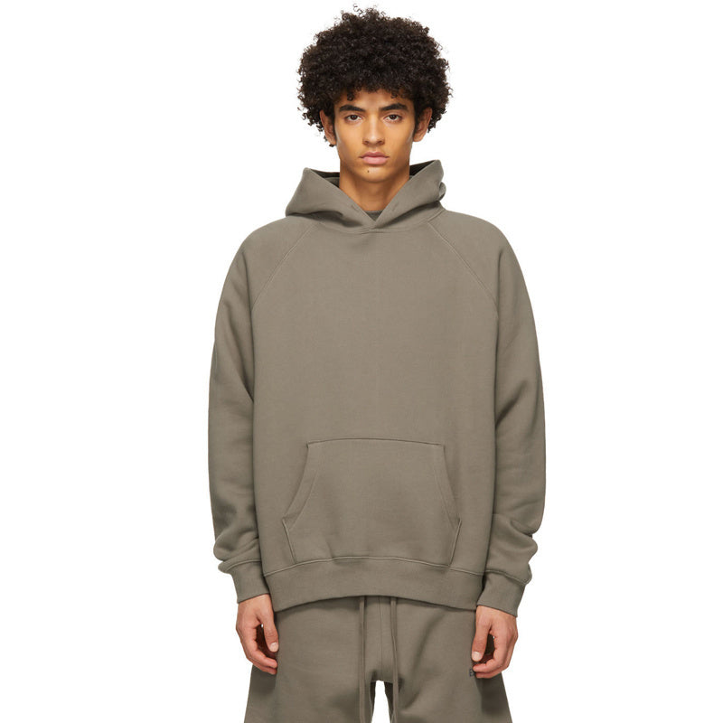 AMBERELLE Back Logo Fleece Pullover Hoodie in gray