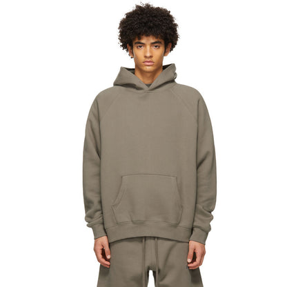 AMBERELLE Back Logo Fleece Pullover Hoodie in gray