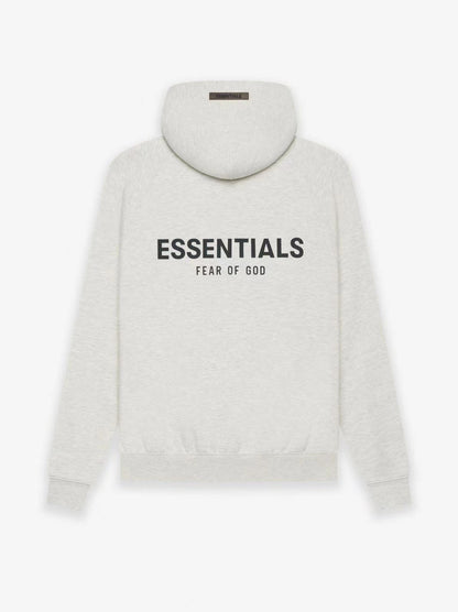 AMBERELLE Back Logo Fleece Pullover Hoodie in light heather grey