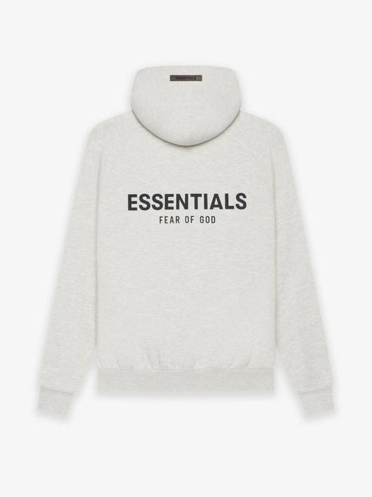 AMBERELLE Back Logo Fleece Pullover Hoodie in light heather grey