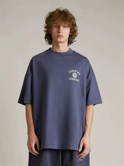 AMBERELLE Mini Crest Logo Short Sleeve Tee in navy
