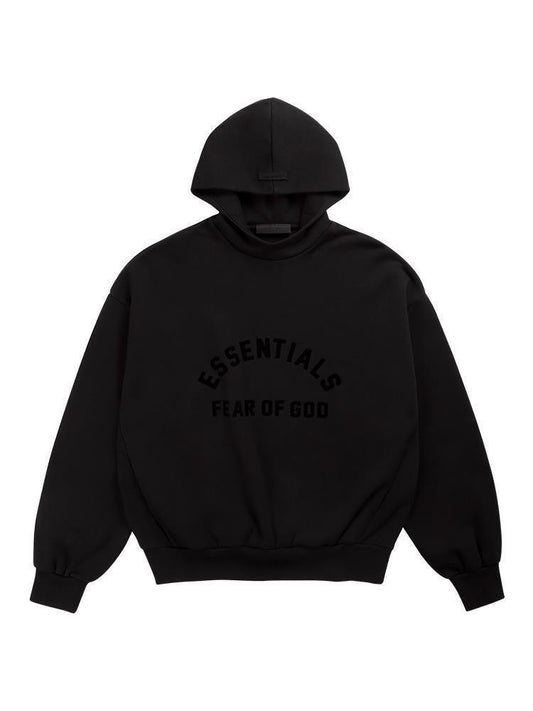 AMBERELLE Arched Logo Fleece Hoodie in black