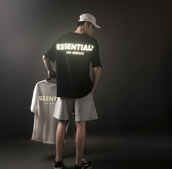 AMBERELLE Reflective Los Angeles Back Print T-Shirt in black