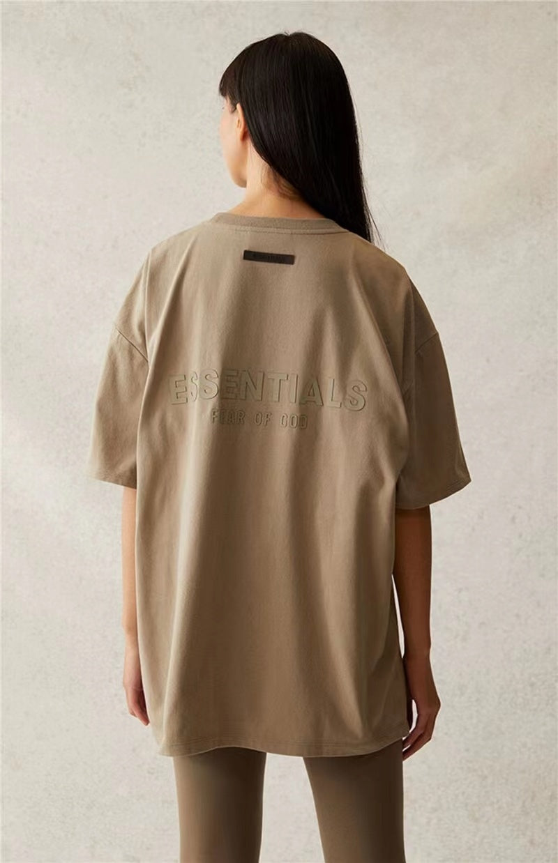 AMBERELLE Back Logo Oversized T-Shirt in beige