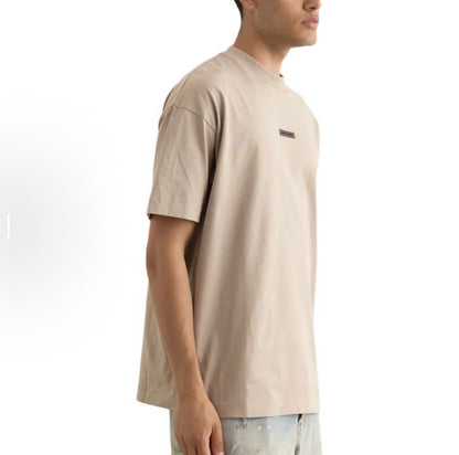 AMBERELLE Oversized Minimal Logo T-Shirt in beige