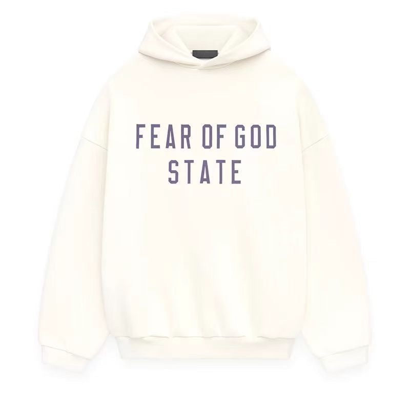 AMBERELLE FW24 State Graphic Fleece Hoodie in light heather grey