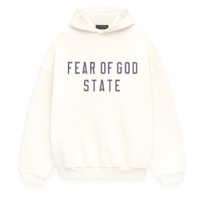 AMBERELLE FW24 State Graphic Fleece Hoodie in light heather grey