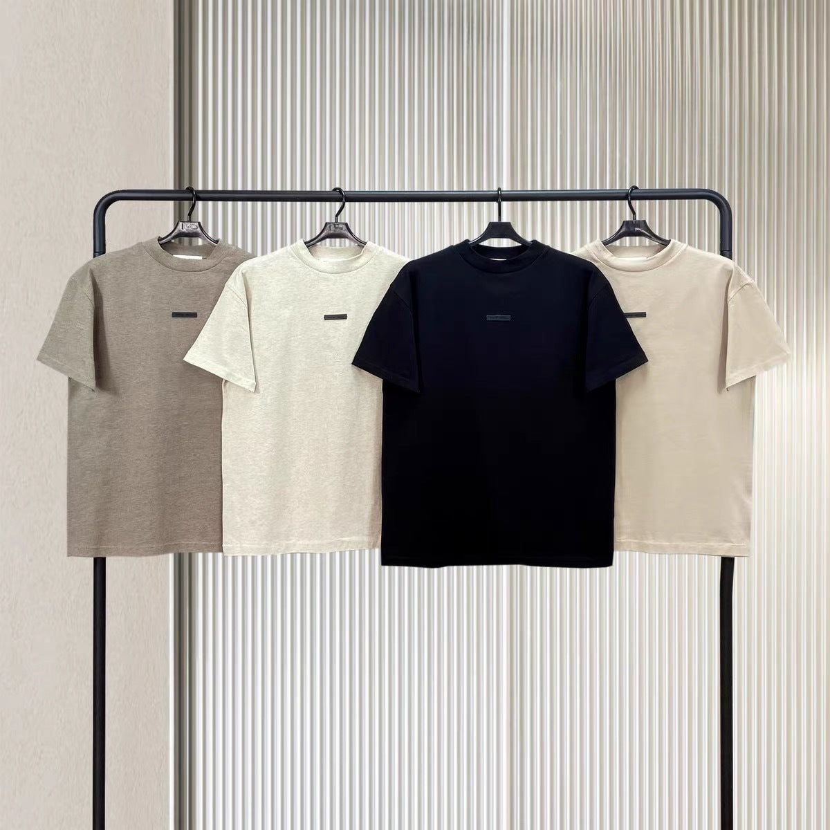 AMBERELLE Oversized Minimal Logo T-Shirt in light heather grey