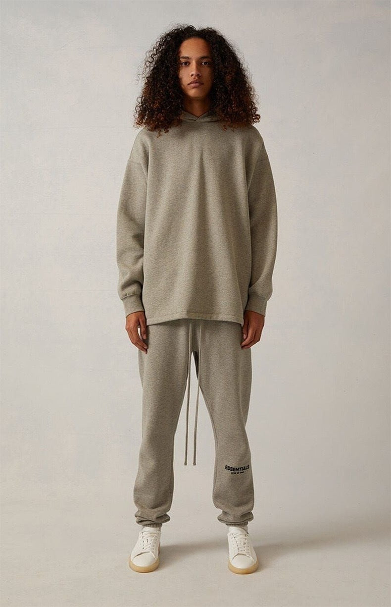 AMBERELLE Flocked Logo Tapered Joggers in light heather grey
