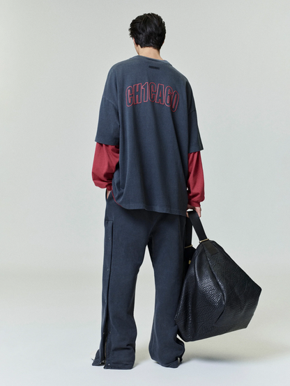 AMBERELLE 3553NT1AL5 Oversized Graphic T-Shirt in blackred