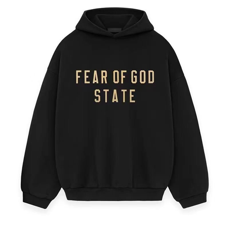 AMBERELLE FW24 State Graphic Fleece Hoodie in light heather grey