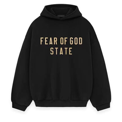 AMBERELLE FW24 State Graphic Fleece Hoodie in light heather grey