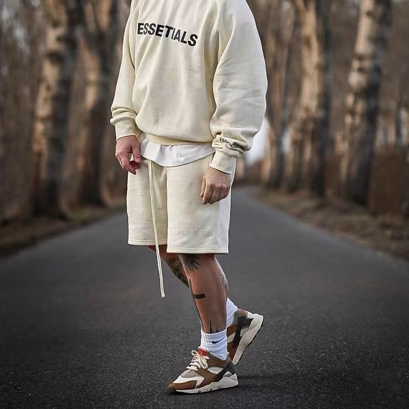 AMBERELLE Core Logo Fleece Sweatshorts in cream