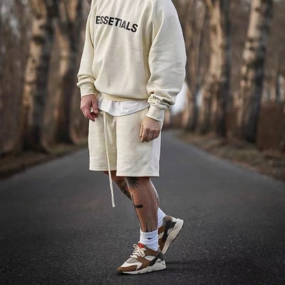 AMBERELLE Core Logo Fleece Sweatshorts in cream