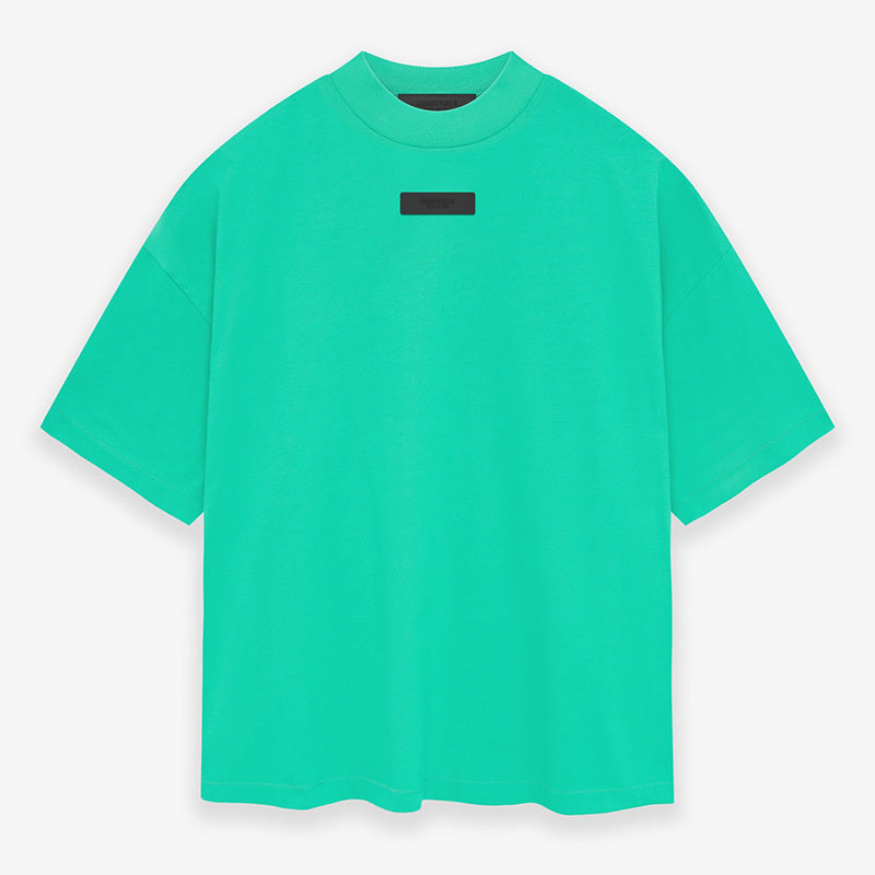 AMBERELLE Mock Neck Rubber Label Oversized T-Shirt in taupe