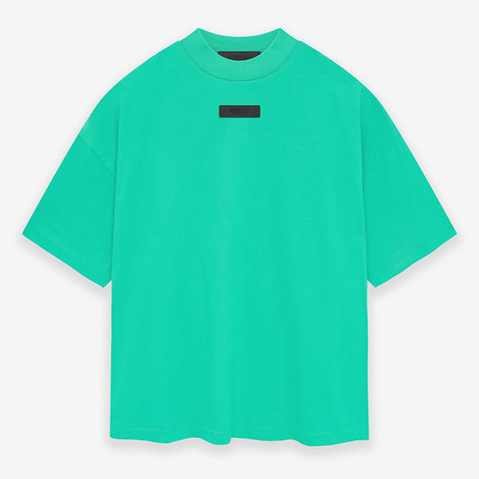 AMBERELLE Mock Neck Rubber Label Oversized T-Shirt in taupe