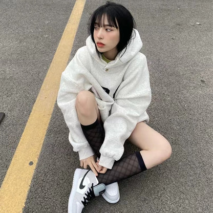 AMBERELLE Varsity Letter Graphic Hoodie in cream