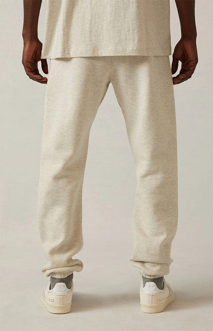 AMBERELLE Flocked Logo Tapered Joggers in cream