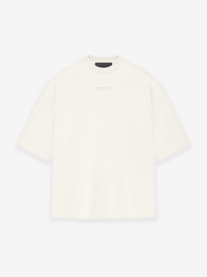 AMBERELLE Cloud Soft Minimal Logo Short Sleeve Tee in taupe