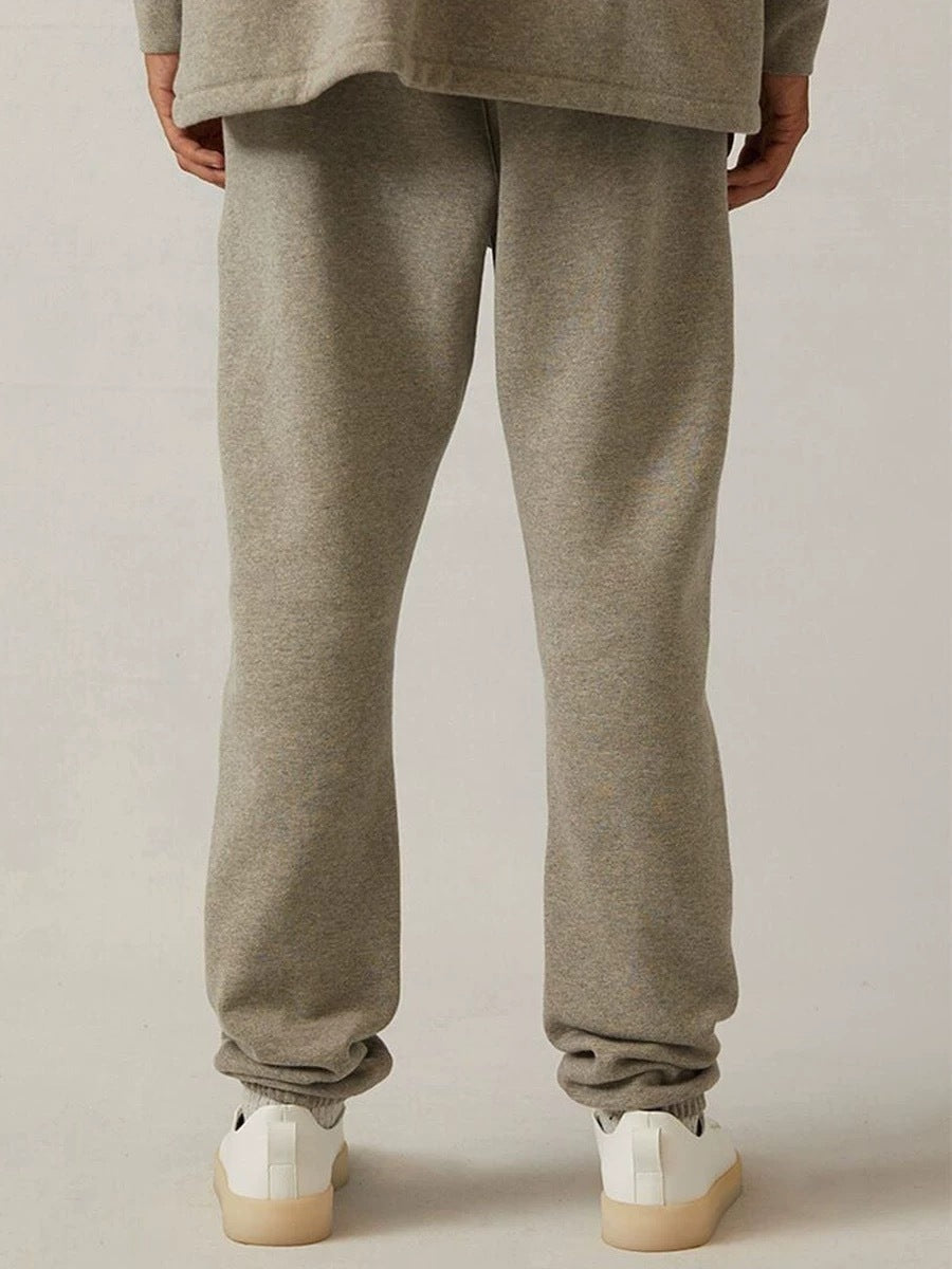 AMBERELLE Flocked Logo Tapered Joggers in light heather grey