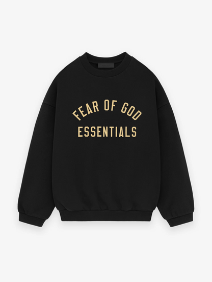 AMBERELLE Arc Letter Fleece Crewneck Sweatshirt in dark green