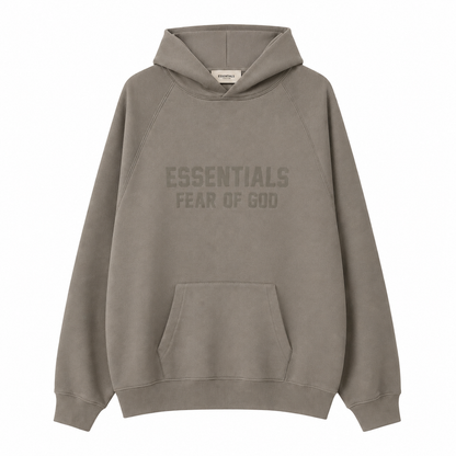 AMBERELLE Tonal Letter Fleece Hoodie in cream
